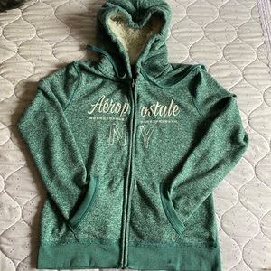 Aeropostale Zipped Hoodie, Heather Green, Size US Medium, Excellent Condition
